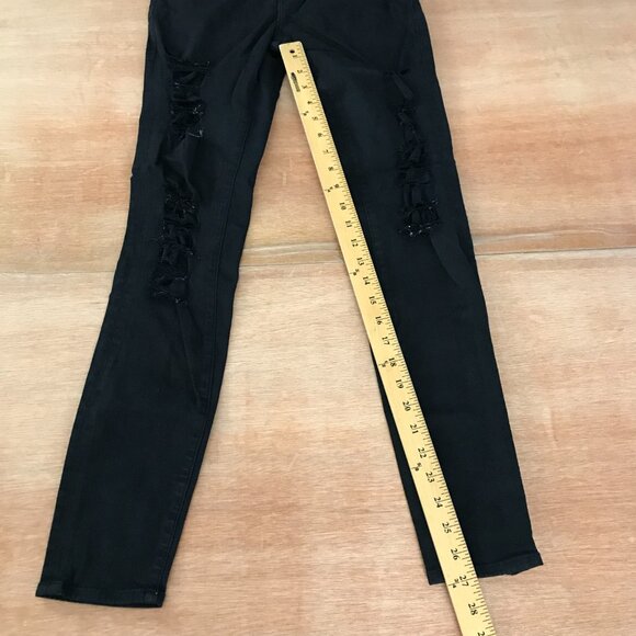 Frame Denim Le Skinny De Jeanne Jeans Women size 25 Black Distressed Mid Rise - Picture 8 of 11